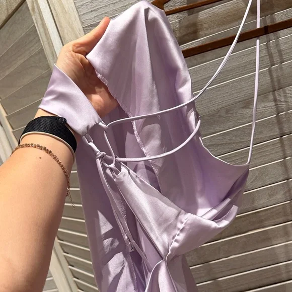 Lilac Satin Slip Dress - Picture 7 of 7